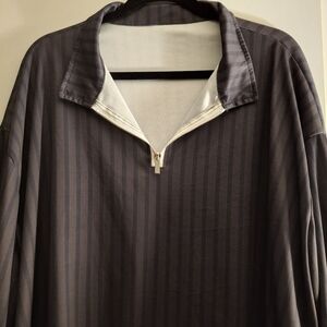 Men's Charcoal Striped Quarter-Zip Shirt